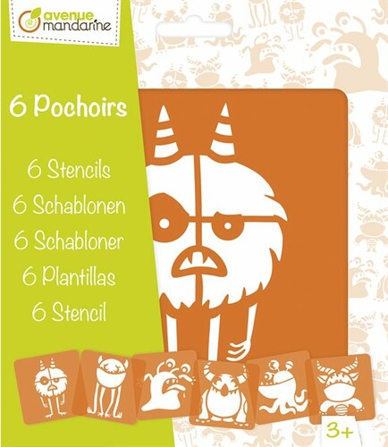 Avenue Mandarine Set de 6 pochoirs enfants, Monstres 3609510510114