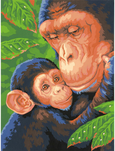 Dimensions PaintWorks Peinture à numéro Chimpanzé et son bébé 9x12" 91470 088677914707