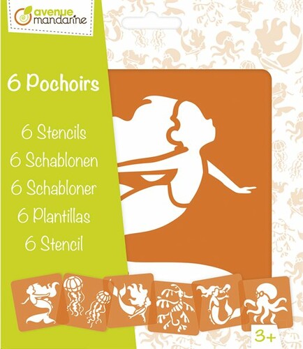 Avenue Mandarine Set de 6 pochoirs enfants, Sirènes 3609510510107
