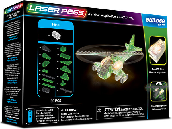 Laser Pegs - briques illuminées Laser Pegs mini hélicoptère (briques illuminées) 810690020215