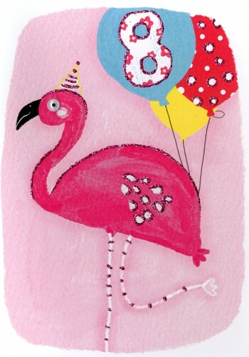 Second Nature Publishing Ltd. Carte de fête 8 ans - Flamand rose - sans texte 5034527278289