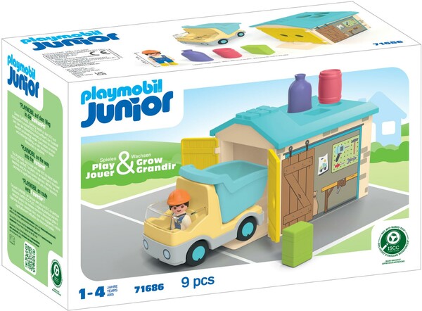 Playmobil Playmobil 71686 JUNIOR Ouvrier avec camion et garage 4008789716866