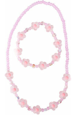 Creative Education Bijou Pink Crystal Blooms Necklace & Bracelet 771877861697