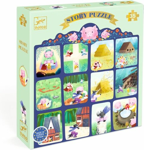 Djeco Casse-tête Puzzle histoire / Les Trois Petits Cochons (fr/en) 3070900070516