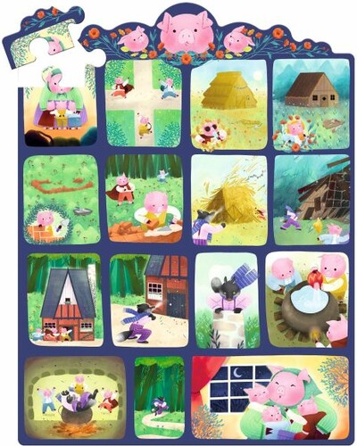 Djeco Casse-tête Puzzle histoire / Les Trois Petits Cochons (fr/en) 3070900070516