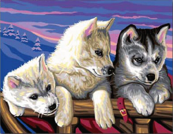 Sequin Peinture à numéro Peinture à numéro senior chiens Huskies 5013634010364