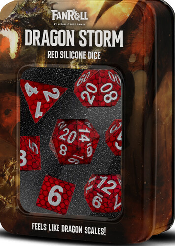 Fanroll Dés d&d 7pc silicone dragon storm red scales (d4, d6, d8, 2 x d10, d12, d20) 687700234265