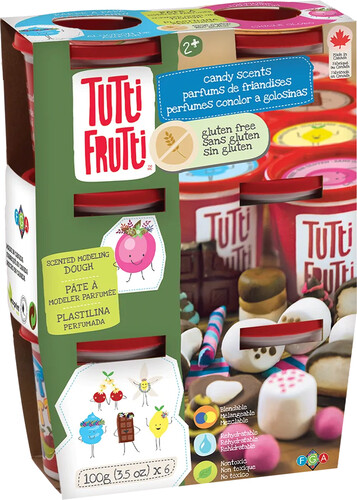 Tutti Frutti Pâte à modeler 6 pots parfums de friandises sans gluten (fr/en) 061404171611