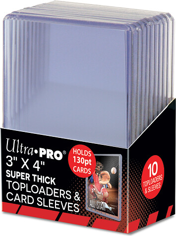 Ultra PRO Protecteurs de cartes rigides toploader 3x4 super thick 130pt w/ sleeves 10ct 074427152819