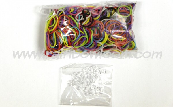 Rainbow Loom Bracelets en élastique ensemble complet, métier, mini métier, crochet métal, 600 élastiques, 24 pinces en C 