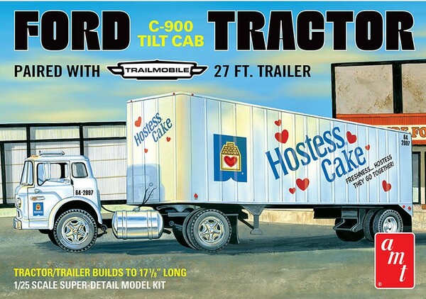 AMT Modèle à coller FORD C600 HOSTESS TRUCK w trailer 1/25 849398043417