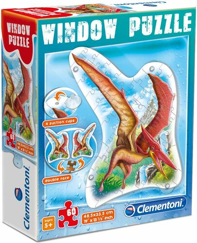 Clementoni Casse-tête 60 ptérodactyle, coller dans les fenêtres, inclut 4 ventouses 8005125093021