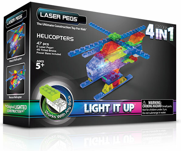 Laser Pegs - briques illuminées Laser Pegs hélicoptères 4 en 1 (briques illuminées) 810690021175