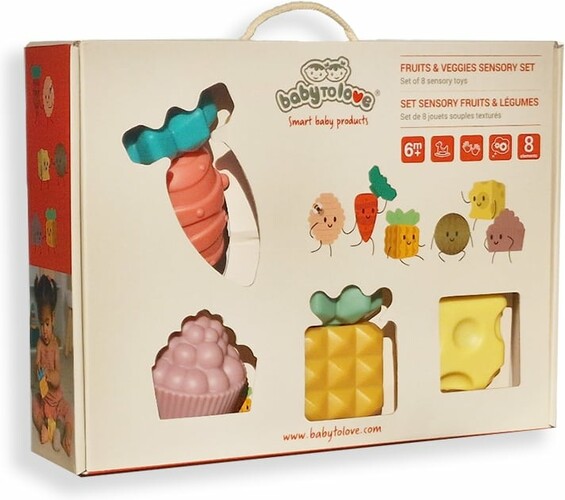 Ensemble de 8 fruits et légumes souples texturés 3700552304270