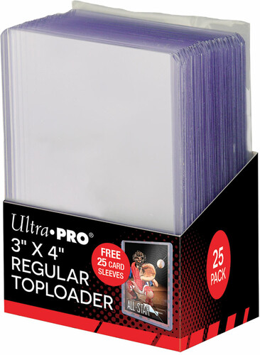 Ultra PRO Protecteurs de cartes rigides Toploader régulier 3x4" 25ct (pour cartes 63.5x88.9mm) + 25 protecteurs de cartes 074427815790