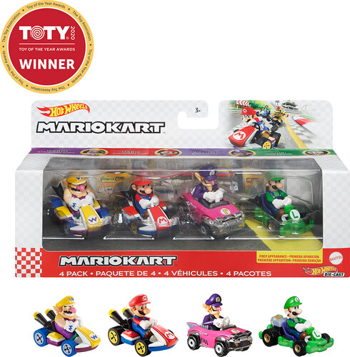 Hot Wheels Hot Wheels - Mario Kart - Ensemble de 4 véhicules (JDL94) 887961936179