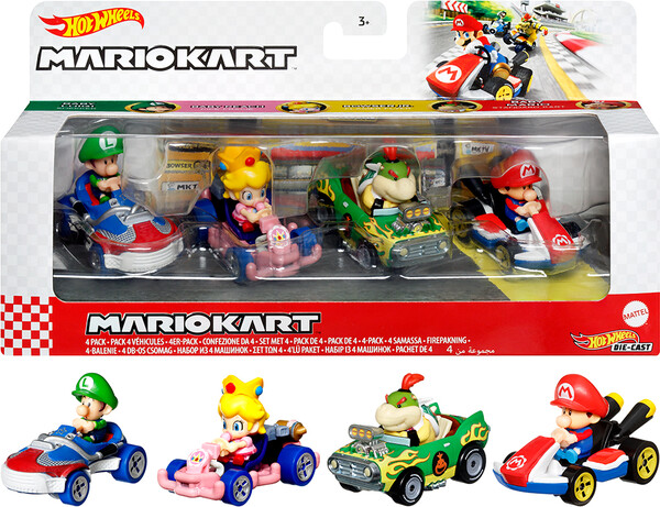 Hot Wheels Hot Wheels - Mario Kart - Ensemble de 4 véhicules (JDL94) 887961936179