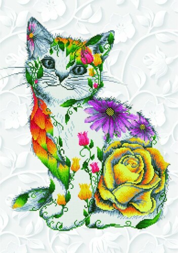 Diamond Dotz Broderie Diamant - Chatte aux fleurs (Flower Puss) (Diamond Painting, peinture diamant) 4897073249254