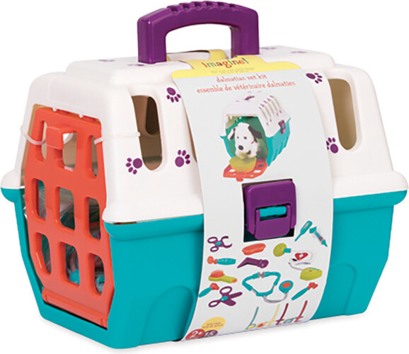 Battat Trousse de vétérinaire avec cage turquoise et chien en peluche (Dalmatian Vet Kit) 062243334526