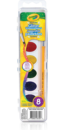 Crayola Aquarelle lavables 8 couleurs pailletées 063652057204