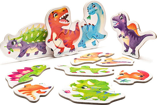Cubika Casse-tête 2x8 Joyeux dinosaures 4823056515252