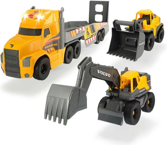 Dickie Toys Mack/Volvo Camion transporteur de machinerie lourde Sons et lumières 70 cm 4006333065941