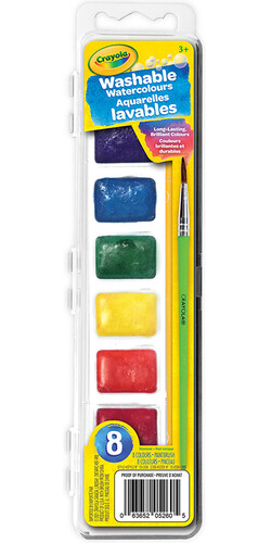 Crayola Aquarelles Lavables 8 couleurs 063652052605
