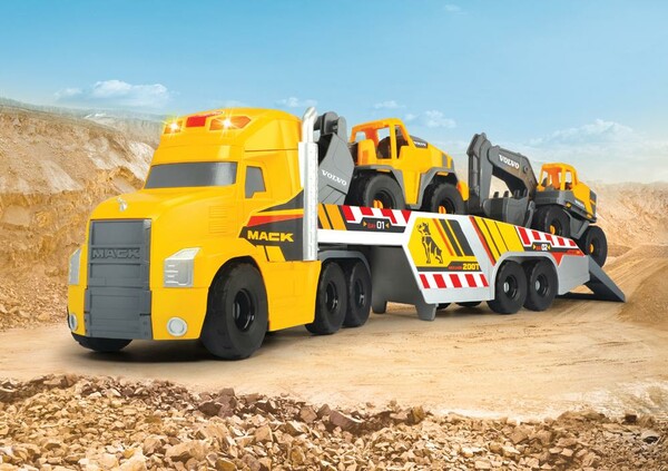 Dickie Toys Mack/Volvo Camion transporteur de machinerie lourde Sons et lumières 70 cm 4006333065941