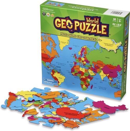 Geotoys Casse-tête 68 GEO Puzzle carte du monde 26" x 12.5" (fr) 856503005062