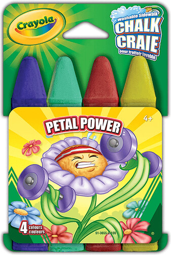 Crayola 4 craies de trottoir lavables Petal Power 063652365507