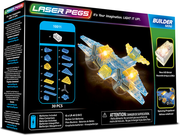 Laser Pegs - briques illuminées Laser Pegs mini avion (briques illuminées) 810690020222