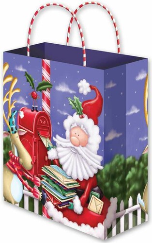 Belvédère papier Sac cadeau Père Noël et renne à la poste moyen 5022155389583