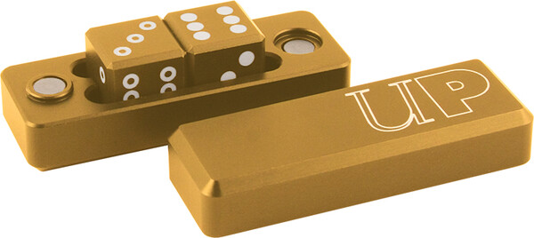 Ultra PRO Dés d6 16mm dorés en aluminium avec boitier magnétique (2 x d6) 074427848088