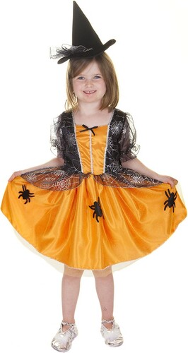 Creative Education Costume robe sorcière l'heure du thé avec chapeau orange / noir, grandeur 5-6 771877396052