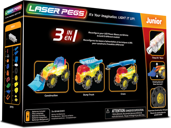 Laser Pegs - briques illuminées Laser Pegs junior véhicule de construction 3 en 1 (briques illuminées) 810690020314