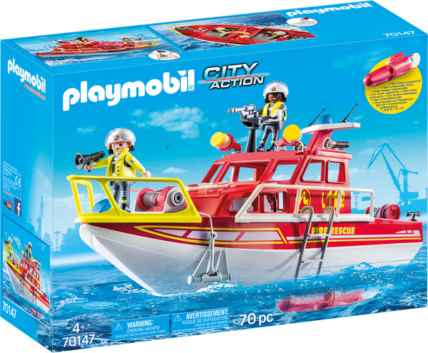 Playmobil Playmobil 70147 Bateau de sauvetage et pompiers 4008789701473