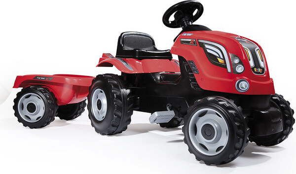 Smoby Tracteur Ferme XL et remorque rouge 3032167101082