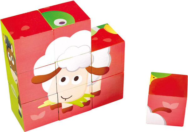 Hape Casse-tête 9 cube bois - Farm animal block puzzle 6943478018785