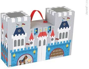 Janod Château de chevaliers transportable en carton et accessoires en bois 3700217327880