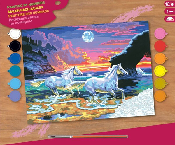 Sequin Peinture à numéro Peinture à numéro Senior - Chevaux sur la plage 5013634000419