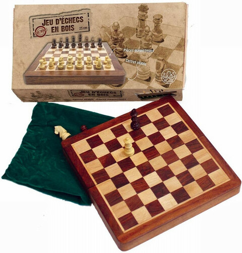 Jeu d'échecs pliant en bois 25cm, roi 44mm 3700183420424