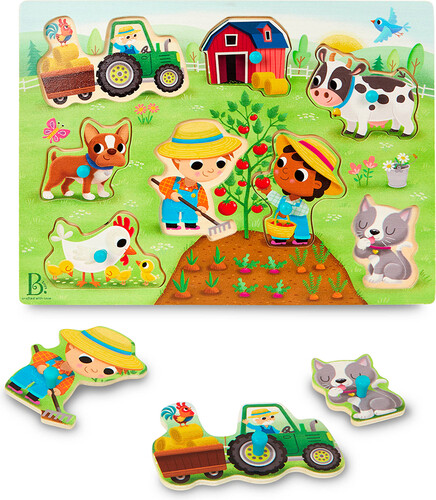 B. Brand Casse-tête B.Woody - Casse-tête de bois "Peek & Explore" 8 pièces - Animaux & ferme 062243467231