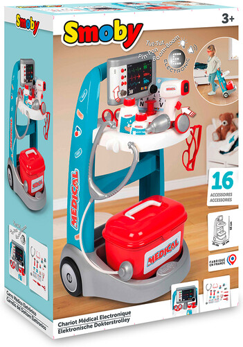 Smoby Chariot médical électronique avec 16 accessoires 3032163402077