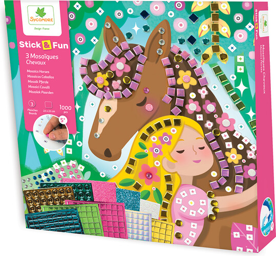 Sycomore stick'n fun - petit modèle 3 mosaïques - chevaux 3517130009836