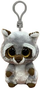 Ty Beanie boos clip (5") - oakie - raccoon gray 008421352524