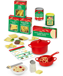 Melissa & Doug aliments en bois - ensemble de jeu de pâtes - préparer et servir 000772193610