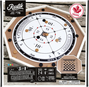 Rustik croquignole deluxe 3-en-1 croquignole / jeu de dames / échecs 061404311352
