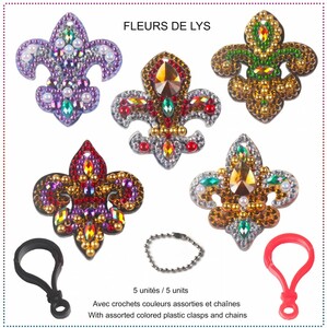 Jacarou Broderie diamant Porte-clés FLEURS DE LYS Key chains 034966227492