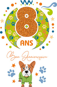 Cart'image Éditions Carte de fête 8 ans Bon anniversaire - Chien - avec texte CDAG008
