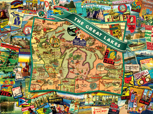 SunsOut Casse-tête 1000 Carte touristique d'époque des Grands Lacs (Great Lakes) SunsOut 70022 796780700222